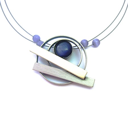 Two-tone Purple Catsite Circle and Bars Necklace by Crono Design - Click Image to Close